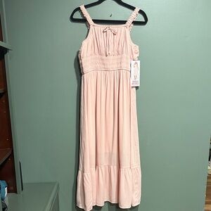 Celebrity Pink Smocked Midi Dress in Light Pink
